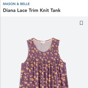 Mason & Belle Diana Lace Trim Knit Tank size XXL